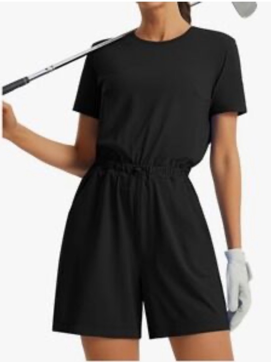 Libian Pants - Libin Women's Golf Romper Dress Athletic Workout One Piece Black XL UPF 50+